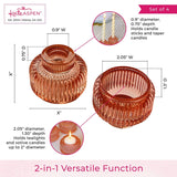 Rose Gold Fluted Glass Candle Holders Set of 4