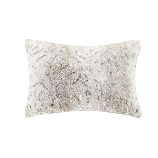 Long Faux Fur 4-Piece Comforter Set, Snow Leopard