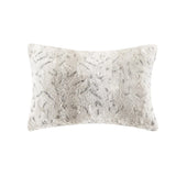 Long Faux Fur 4-Piece Comforter Set, Snow Leopard