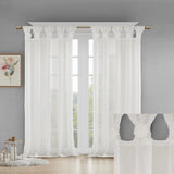 Floral Twist Tab Semi-Sheer Window Panel, White