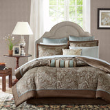 Paisley 12-Piece Complete Comforter Set and Sheet Set, Taupe