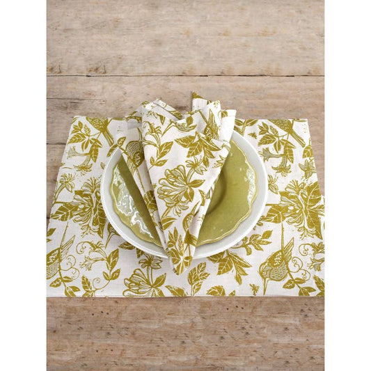 French Home Set of 4 Honeysuckle Placemats - Chartreuse