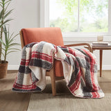 Wholesale Plaid Faux Mohair Sherpa Throw Blanket 50x60", Red