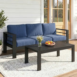 2-Piece Aluminum Outdoor Patio Sofa with Coffee Table