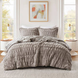 Solid Faux Fur Comforter Mini Set, Gray
