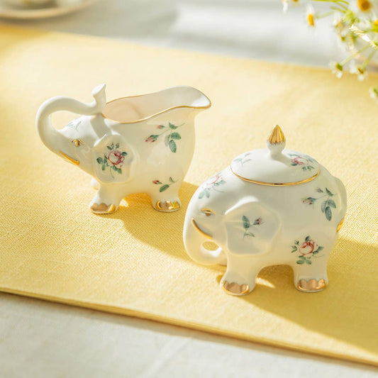 Grace Teaware Rose Elephant Sugar & Creamer Set