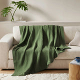 Soft Cotton Waffle Weave Blanket, Olive Green