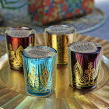 Indian Jewel Henna Votive Candle Holders Set of 4