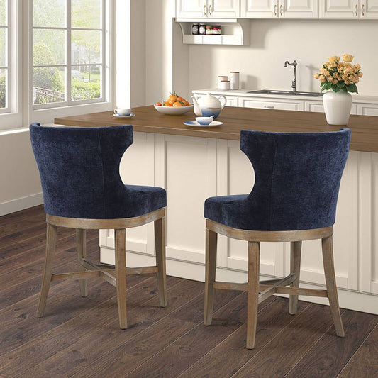 Curved Back Swivel Counter Stool Barstool, Navy Blue *