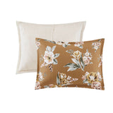 7 Piece Vintage Floral Comforter Set, Terracotta