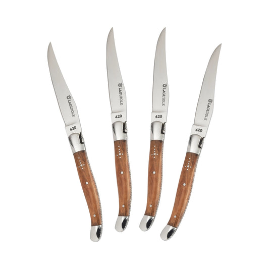 Au Nain Laguiole, Set of 4, Olive Wood Steak Knives