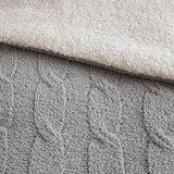 Cable Knit Chenille in Sherpa Reverse Comforter Set, Gray