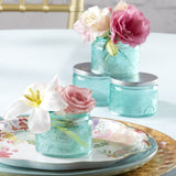 Garden Blooms Glass Tea Light Holder - Blue (Set of 4)
