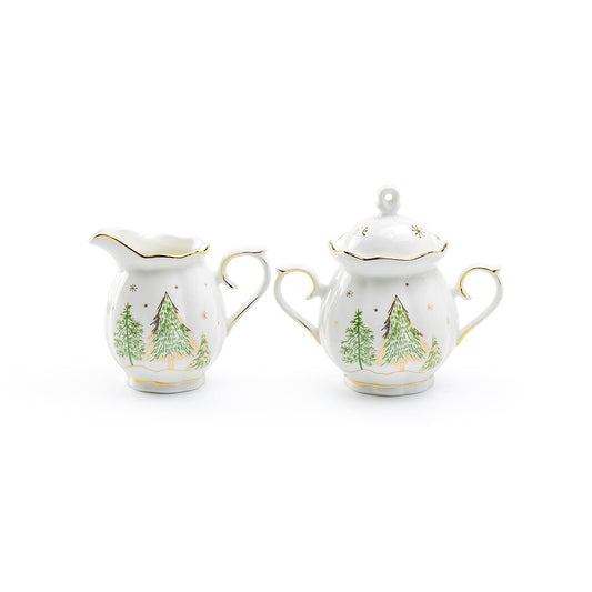 Grace Teaware Christmas Pine Sugar & Creamer Set