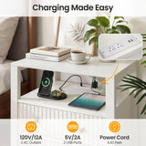 Fluted Nightstand with Charging Station