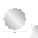 Kushi Round Scalloped Edge Mirror in Glossy White