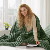 300GSM Fluffy Ribbed Plush Comforter Set,Green