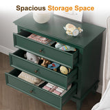 Green 3 Drawer Dresser For Bedroom, Wide Chest of Drawers