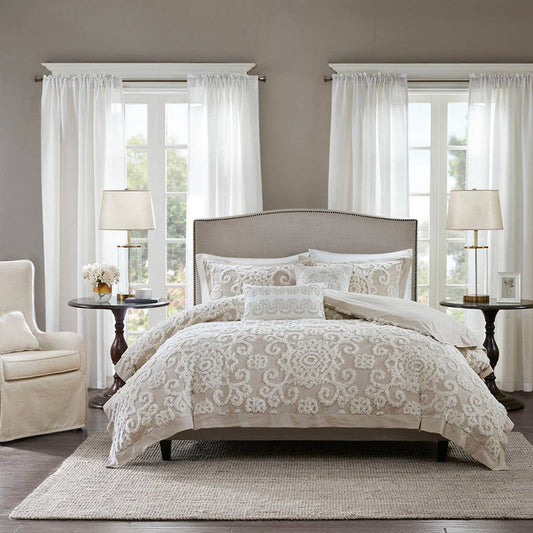 Wholesale Tufted Medallions Comforter/Duvet Cover Set, Taupe