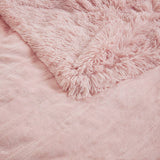Heated 50x60" Shaggy Faux Fur Electric Throw Blanket, Blush