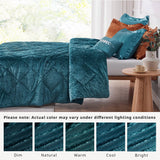 Crushed Velvet 4-Piece Comforter or Duvet Cover Set, Teal
