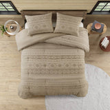 Chenille Tufted Jacquard Oversized Comforter Set, Tan
