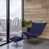 Scroll Puff Chair Titanium- Barbet Royal/Black