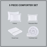 Cotton Sateen Luxury Comforter/Duvet Cover Set, White/Gray