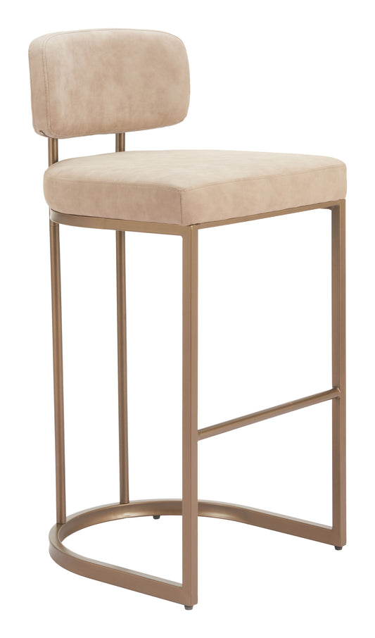 Velar Barstool (Set of 2) Beige & Bronze