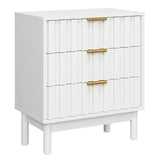 3 Drawer Dresser, Modern Chest of Drawers with Fluted Panel