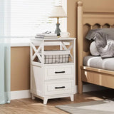 Wholesale Tall Nightstand Side Table with 2 Drawers and Open Shelf