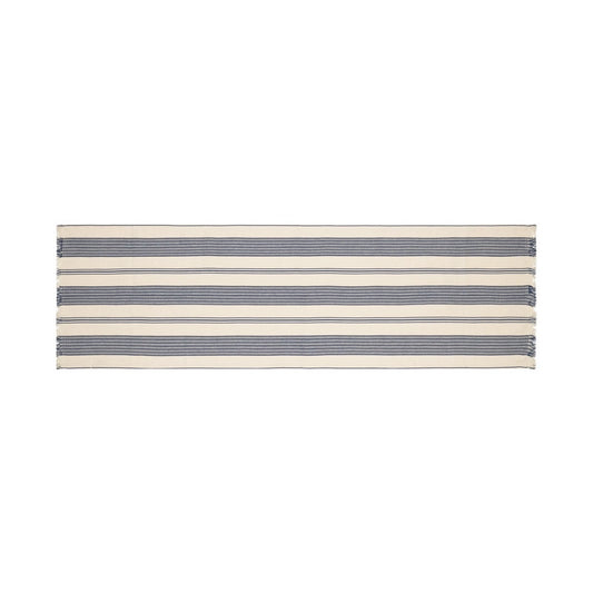 French Home 18”X 57” Blue and Cream Striped Table Runner