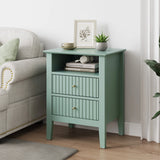 Fluted Nightstand with 2 Drawers Set of 2
