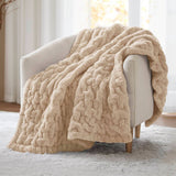 Soft Ruched 50x60" Throw Blanket, Tan