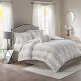 Long Faux Fur 4-Piece Comforter Set, Snow Leopard