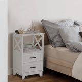 Tall Nightstand Set of 2 Wooden Rustic Bedside End Table