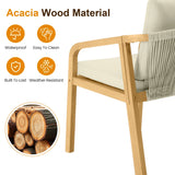 2-Piece Patio Dinnig Chairs, Outdoor Acacia Wood Chairs