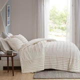 Wholesale Chenille Stripes 3PC Comforter/Duvet Cover/Coverlet, Ivory
