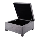 Storage Ottoman Button Tufted Square Accent Stool, Grey