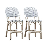 PURPLE LEAF Outdoor Bar Height Stools Set of 2 French Country Patio Rattan Bar Stool Chairs Outdoor Armless Barstools for Porch Garden Indoor Kitchen