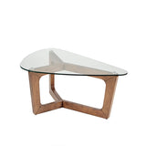 Triangle Glass Mid-Century Coffee Table, Brown