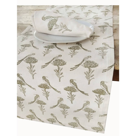 French Home Sugarbird Table Runner - Sage