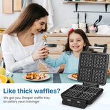 Stainless Steel Waffle Maker 4 Slices with Quick Heat-Up