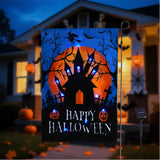 Solar Halloween Garden Flag 12x18 - Black Cat & Pumpkin, Led