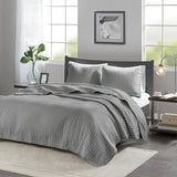Farmhouse Solid Grey Soft Cotton Reversible Quilt Set