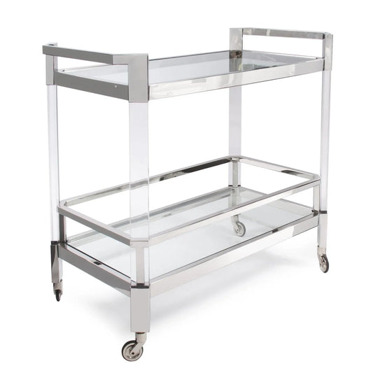 Stainless Steel and Acrylic Bar Cart