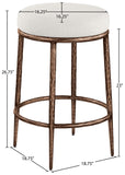 Ferro - Linen Textured Performance Fabric Upholstered Backless Counter Stool - Cream / Brushed Bronze