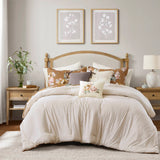7 Piece Vintage Floral Comforter Set, Terracotta