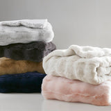 Faux Fur Velvet Throw Blanket 50x60", Tan