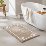 High Pile Bordered Bathroom Rug, Taupe